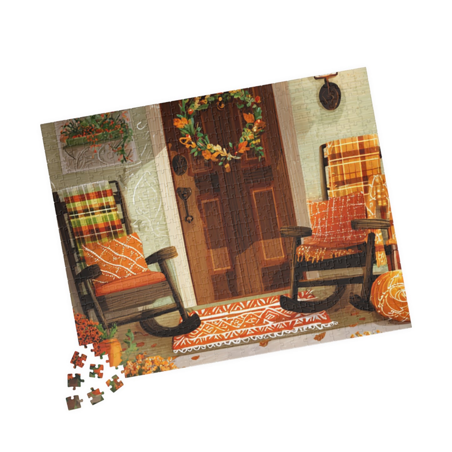 Autumn Porch Puzzle — 520/1014-Piece Fall Jigsaw with Cozy Harvest Doorway Scene