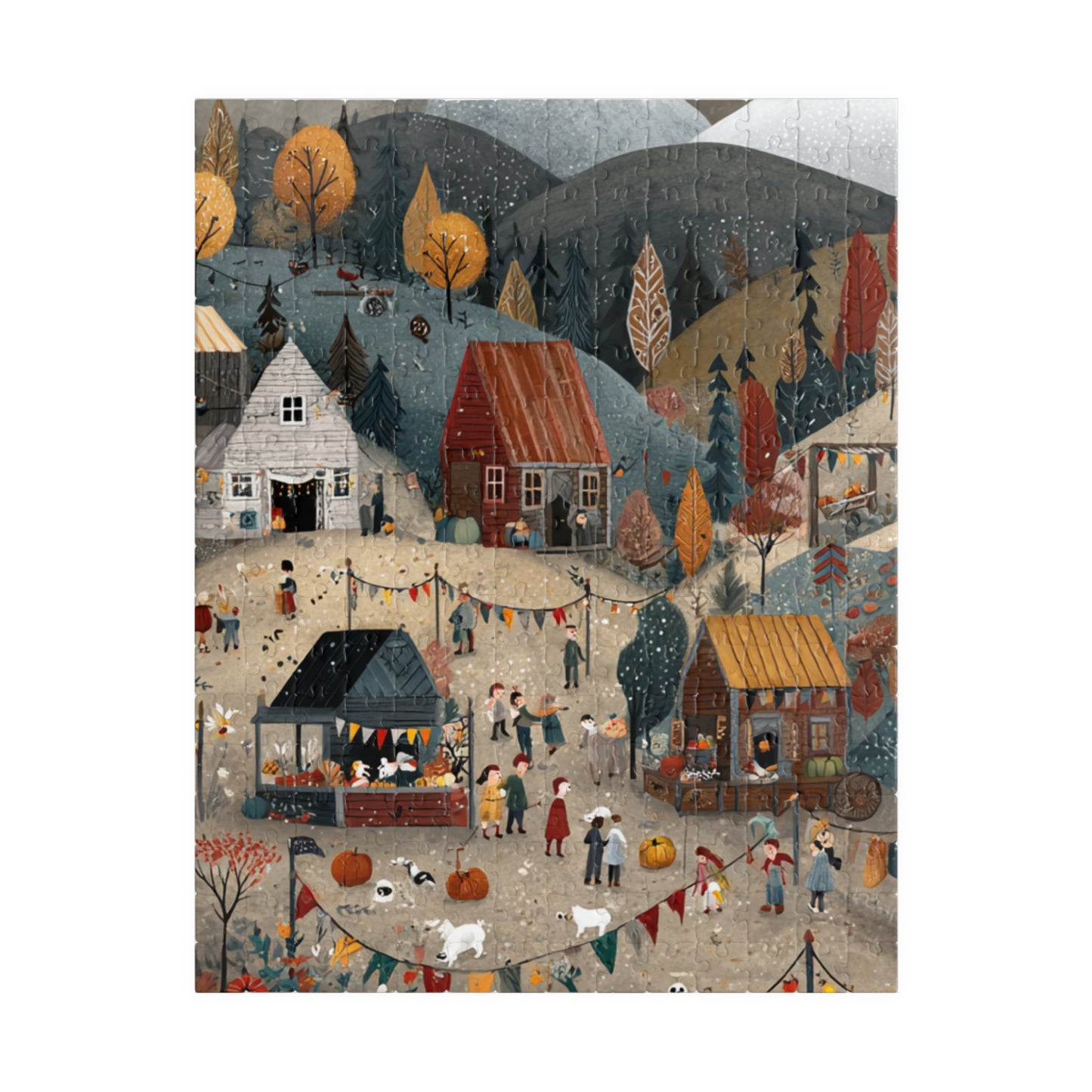Autumn in a Countryside Village Puzzle | Scenic Fall Landscape | Cozy Autumn Jigsaw | Gift for Nature & Puzzle Lovers | Jazz N’ Coffee Puzzles