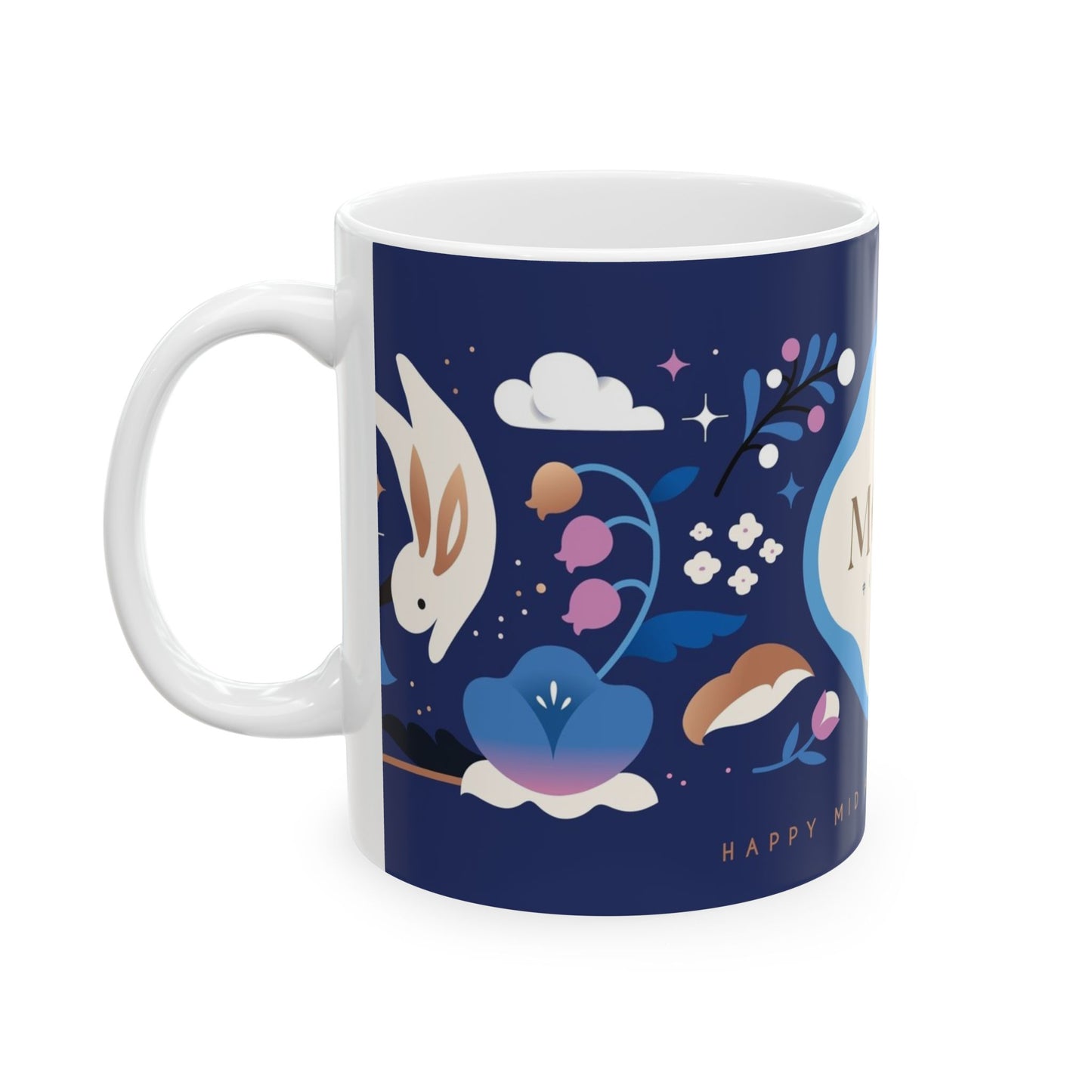 Mid-Autumn Festival Ceramic Mug,  Mid Autumn Festival Mug, Moon Rabbit Coffee Cup, Bunny Tea Mug, Asian Holiday Gift, 11oz & 15oz Mug