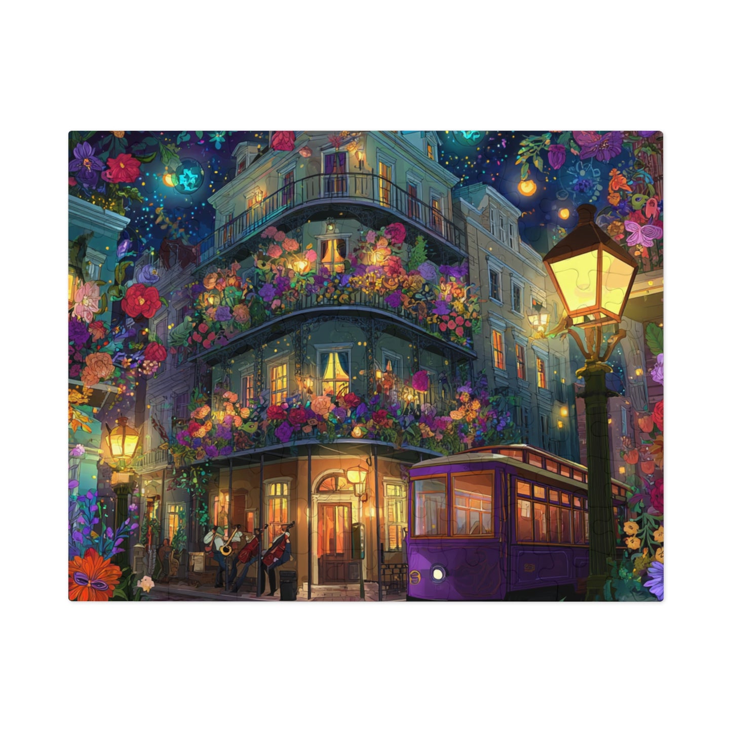 Whimsical Floral New Orleans Puzzle – A Colorful French Quarter Adventure Jigsaw Puzzle with Tin