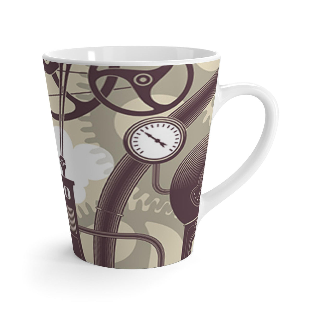 Steampunk Latte Mug - Vintage Industrial Design, Coffee Lover Gift, Unique Cup for Home, Office, Birthday, and Holidays