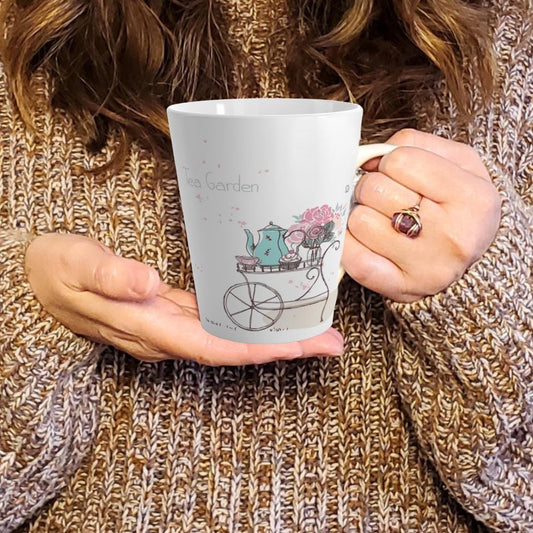 Charming Tea Garden Latte Mug, Floral Coffee Cup, Gift for Tea Lovers, Spring Decor, Vintage Drinkware