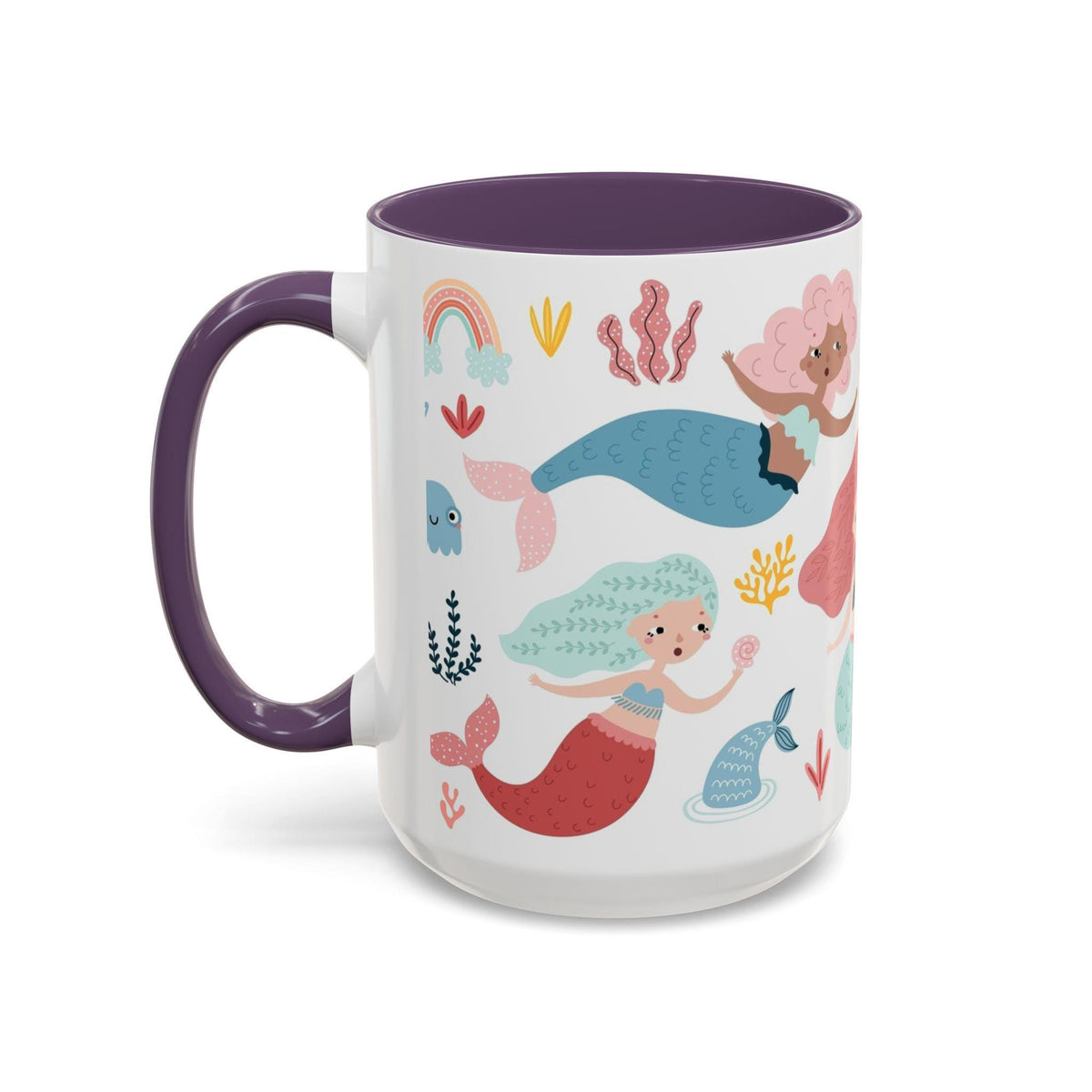 Mermaid Accent Coffee Mug - Whimsical Sea Creatures, Perfect Gift for Ocean Lovers, Cute Kitchen Decor, Tea or Coffee Mug