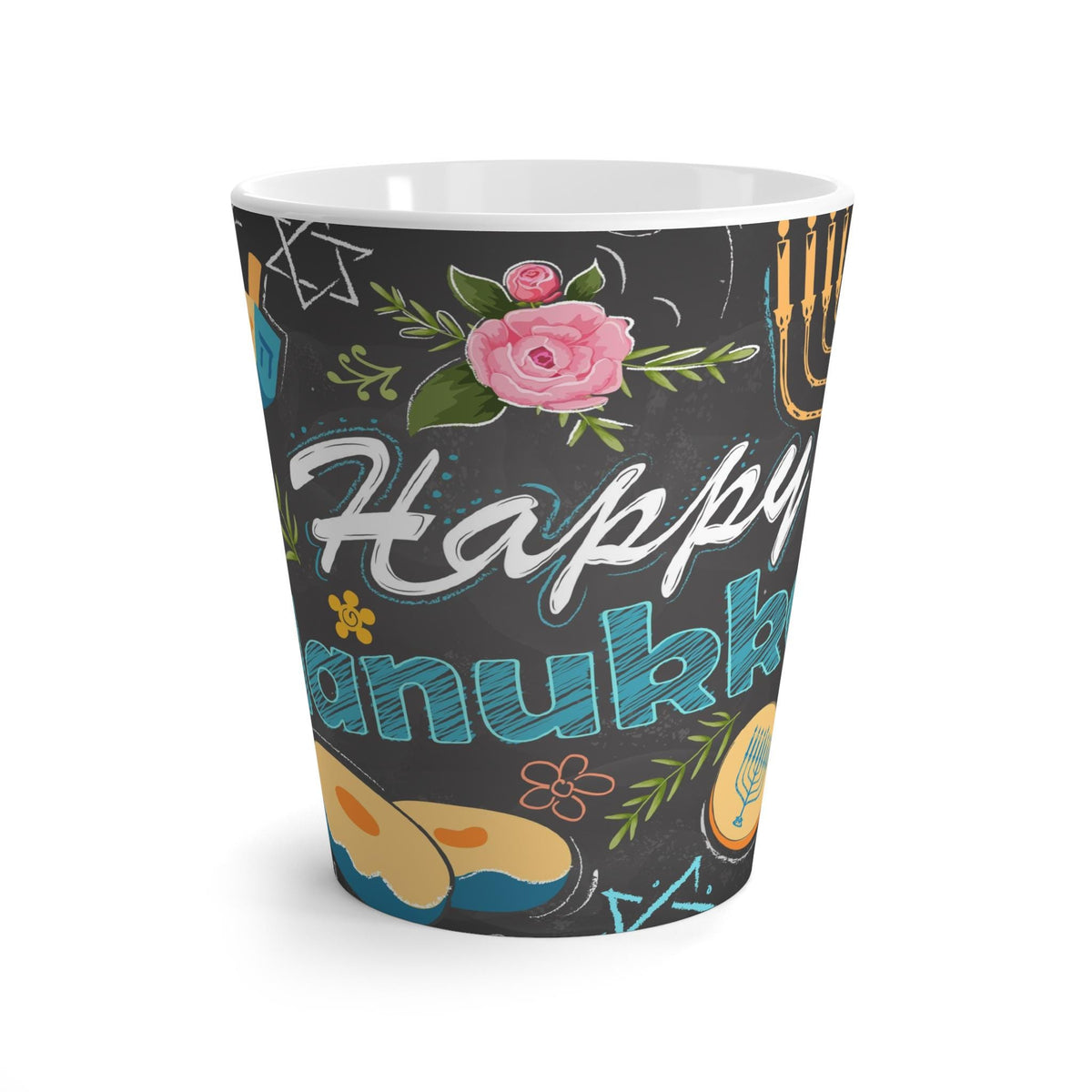 Festive Hanukkah Latte Mug, Holiday Coffee Cup, Jewish Celebration Drinkware, Unique Gift for Chanukah, Cozy Home Decor