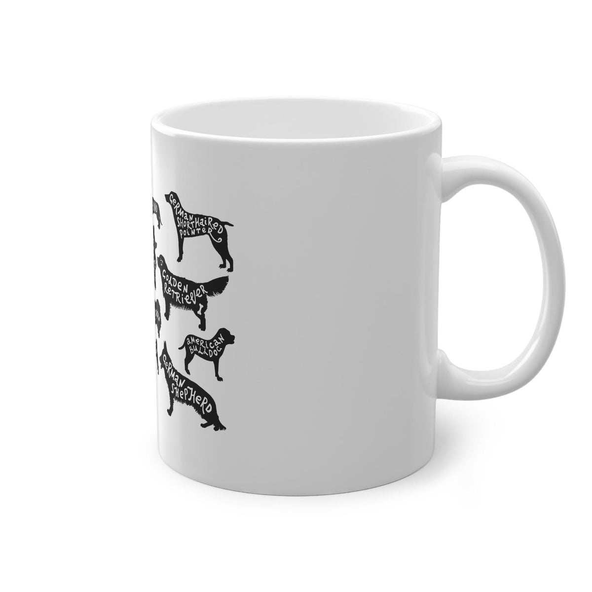 Colorful Dog Breeds Mug | Artistic 11oz Coffee Cup Featuring Popular Dog Breeds | Gift for Dog Lovers