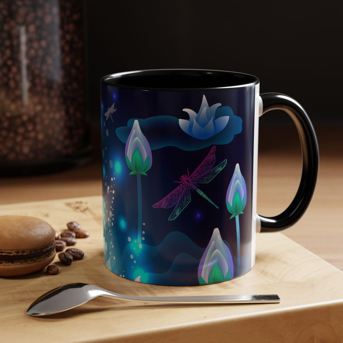 Mystical Floral Dragonfly Coffee Mug | Enchanted Drinkware for Nature Lovers, Gifts for Her, Relaxing Tea Time, Birthday, Mother's Day