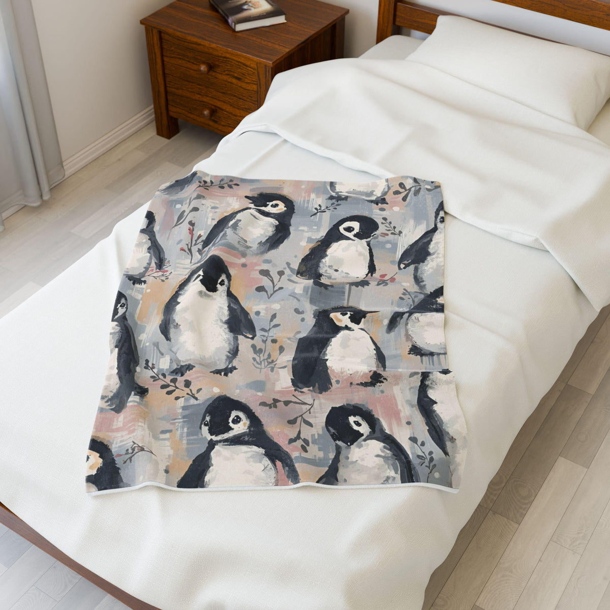 Whimsical Penguin Velveteen Plush Blanket | Adorable Winter Throw | Cozy Soft Blanket Gift | Cute Penguin Decor | Warm Plush Fleece Blanket
