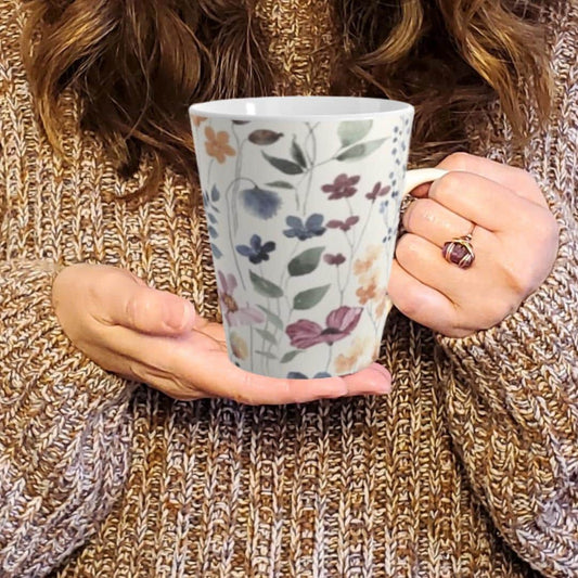 Floral Latte Mug - Elegant Coffee Cup, Gift for Her, Spring Decor, Tea Lover's Essential, Housewarming Gift