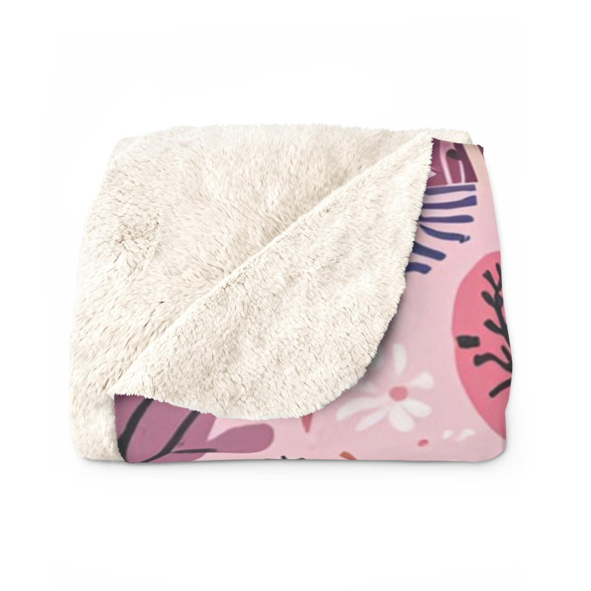 Whimsical Pink Gingerbread House Sherpa Fleece Blanket | Cozy Christmas Throw | Soft Plush Blanket Gift | Sweet Holiday Decor