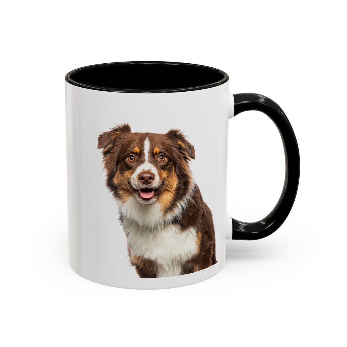 Red Merle Australian Shepherd Mug | Aussie Dog Coffee & Tea Cup | Color Accent Ceramic Gift for Dog Lovers, 11oz and 15oz Mugs
