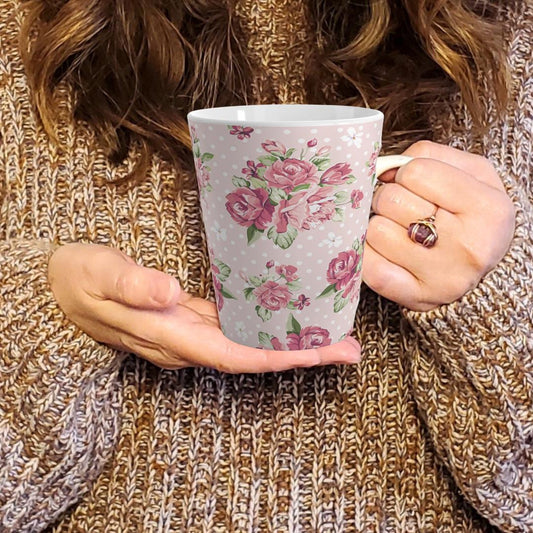Blush Bloom Latte Mug - Pink Floral Coffee Cup, Cozy Sips, Stylish Moments, 12 oz Mug, Gift for Her