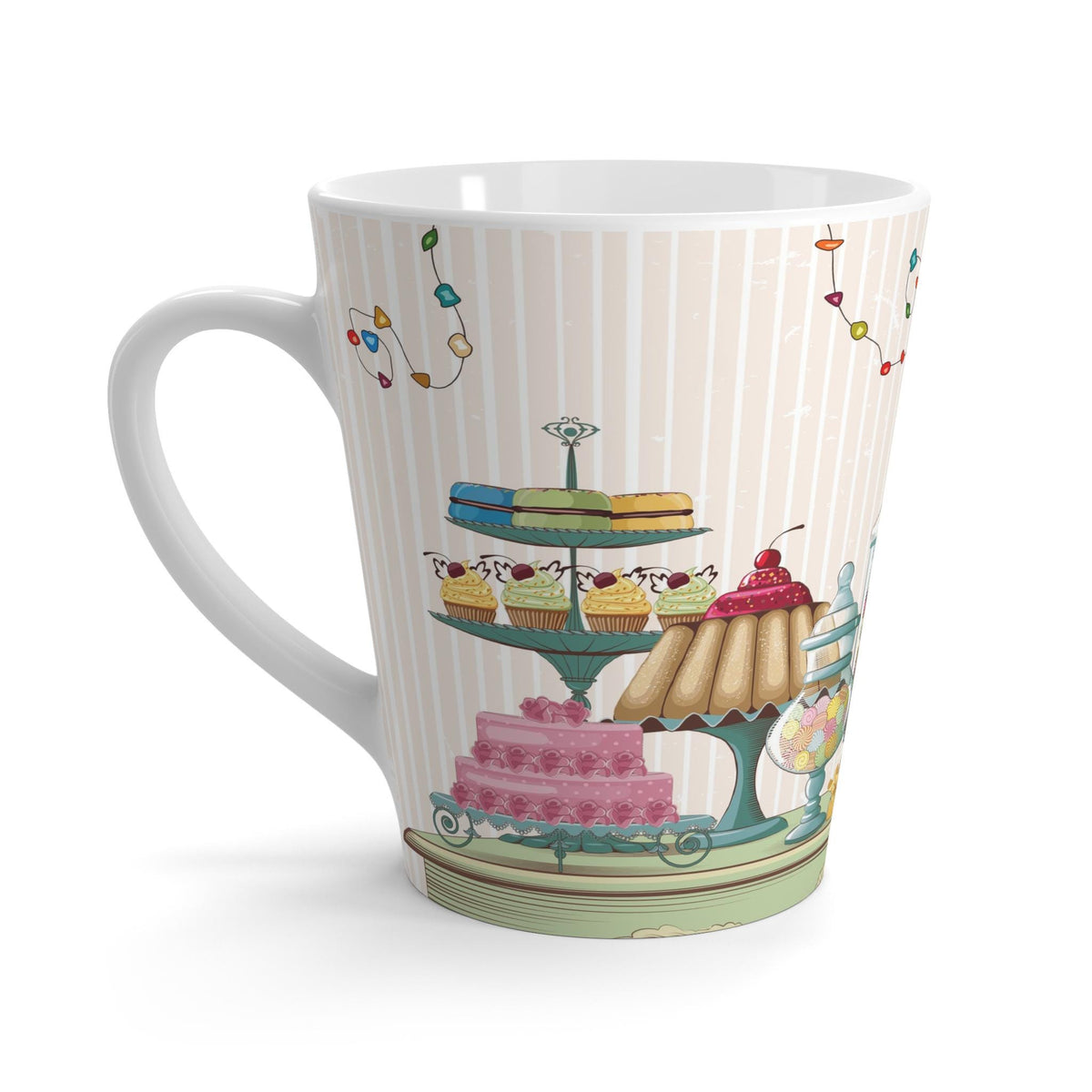 Dessert Cafe Latte Mug,  12 oz, Latte Mug, Coffee Mug, Tea Cup, Cappuccino Mug, Hot Beverage Mug, Gift for Coffee Lover,