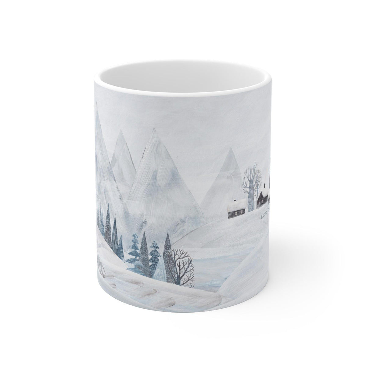 Winter Wonderland Mug, Cozy Coffee Cup, Scenic Nature Drinkware, Holiday Gift, Winter Decor, Snowy Mountains