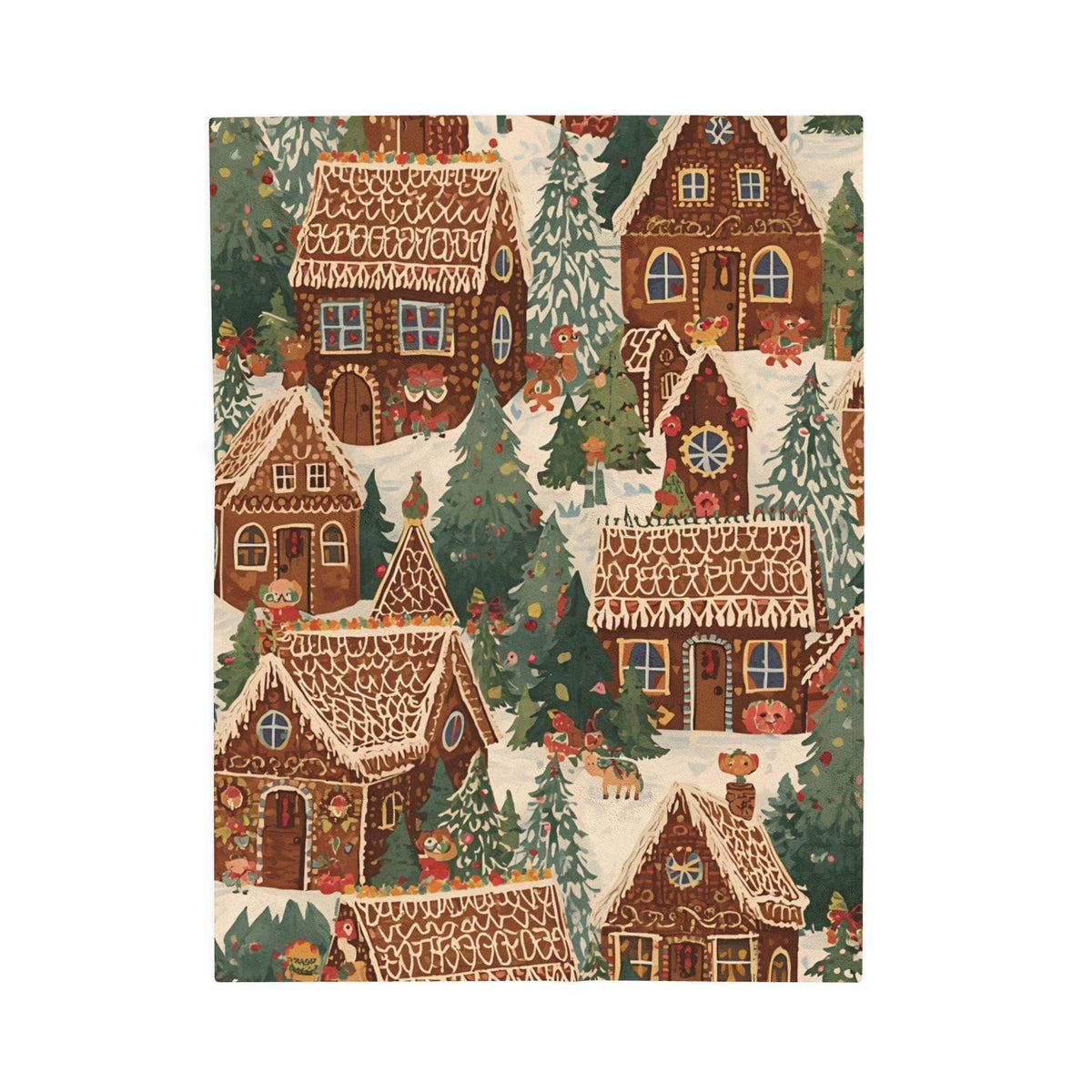 Whimsical Gingerbread House Winter Velveteen Plush Blanket | Cozy Christmas Throw | Soft Plush Blanket Gift | Holiday Home Decor