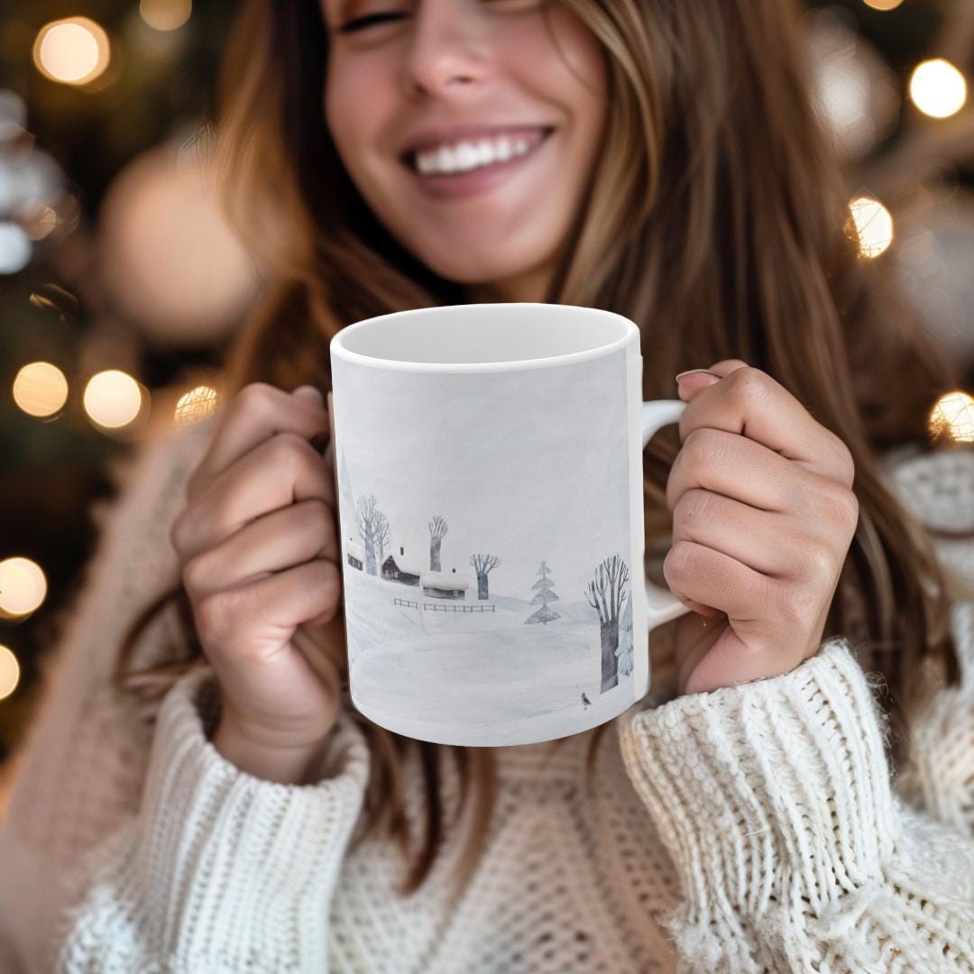 Winter Wonderland Mug, Cozy Coffee Cup, Scenic Nature Drinkware, Holiday Gift, Winter Decor, Snowy Mountains