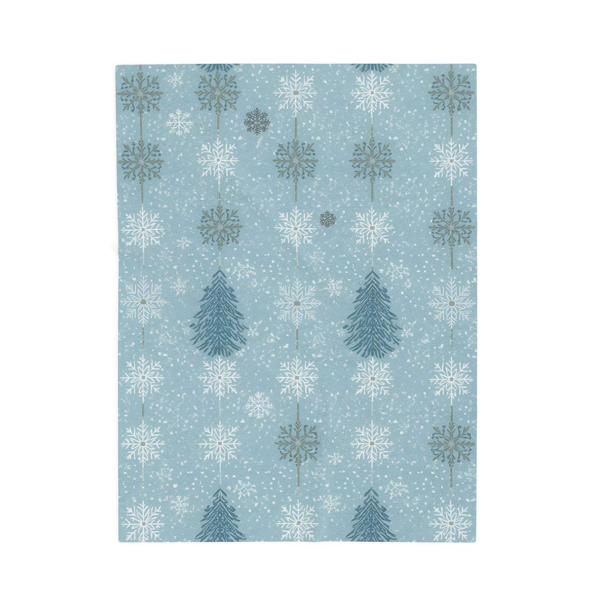Snowflakes & Pine Trees Velveteen Plush Blanket | Calming Blue Winter Throw | Soft Cozy Blanket Gift for Her | Peaceful Holiday Home Decor
