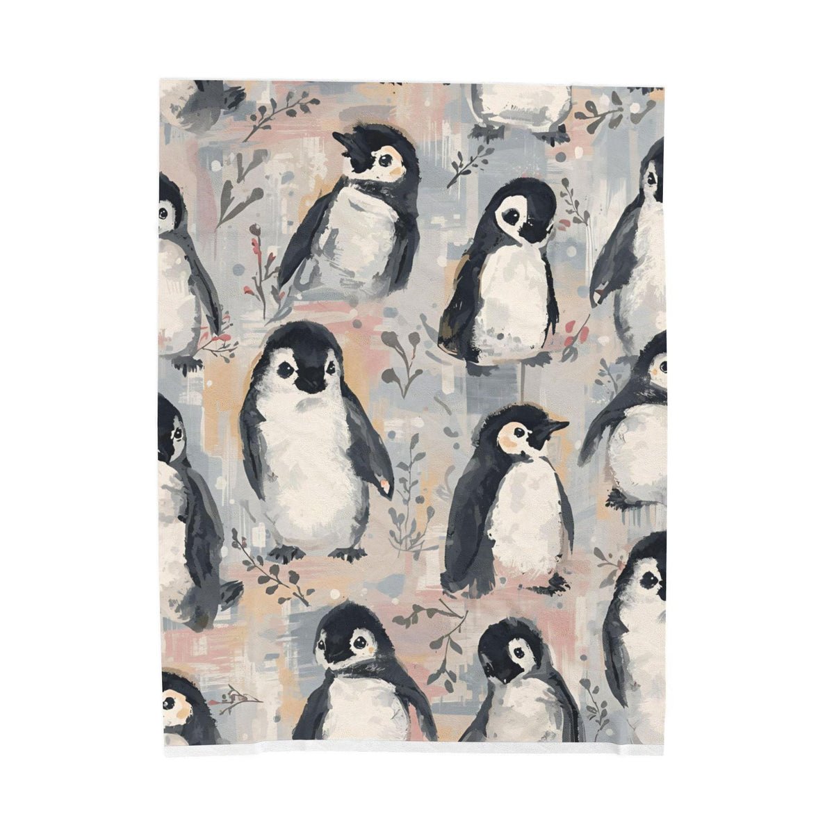Whimsical Penguin Velveteen Plush Blanket | Adorable Winter Throw | Cozy Soft Blanket Gift | Cute Penguin Decor | Warm Plush Fleece Blanket