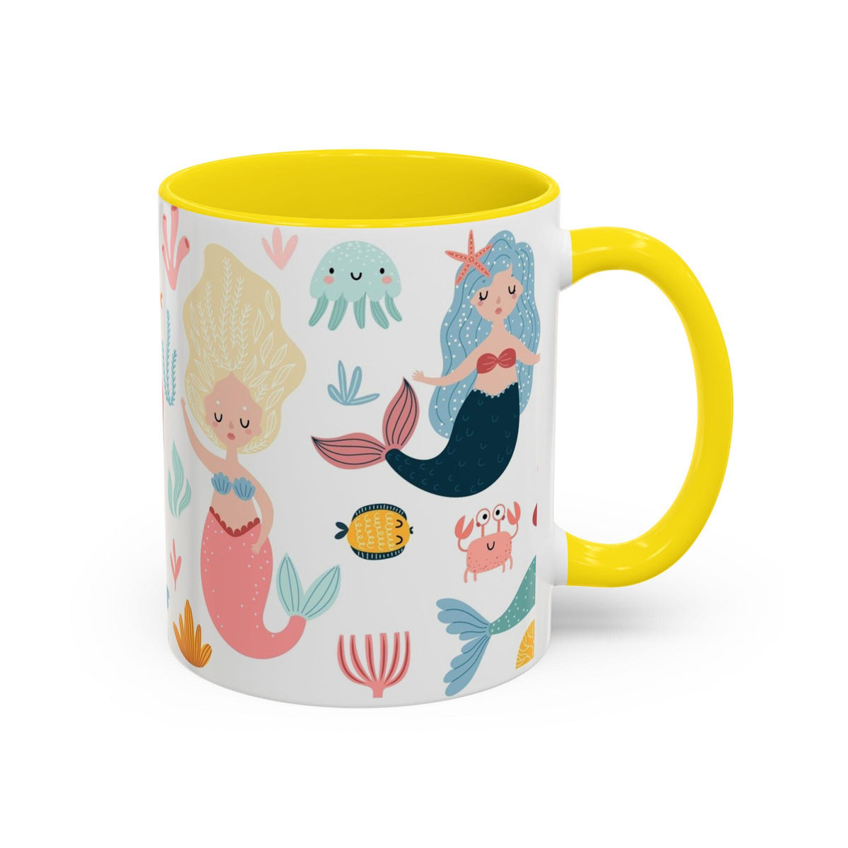 Mermaid Accent Coffee Mug - Whimsical Sea Creatures, Perfect Gift for Ocean Lovers, Cute Kitchen Decor, Tea or Coffee Mug