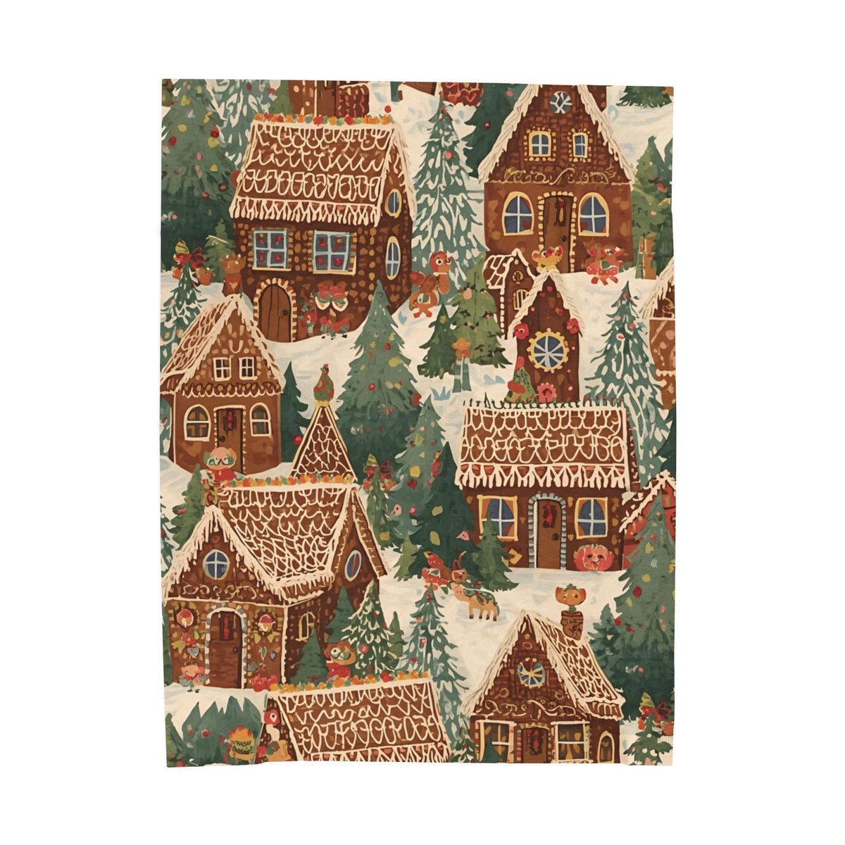 Whimsical Gingerbread House Winter Velveteen Plush Blanket | Cozy Christmas Throw | Soft Plush Blanket Gift | Holiday Home Decor