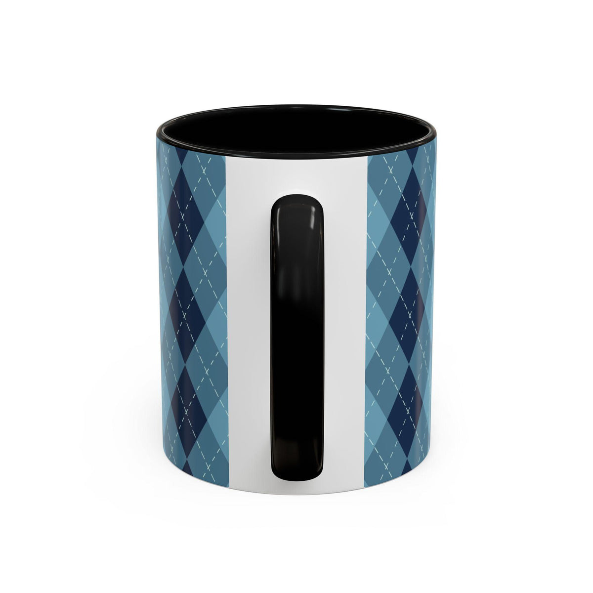Father's Day Accent Mug, Gift for Dad, Coffee Lover Cup, Blue Argyle Design, Unique Present Idea